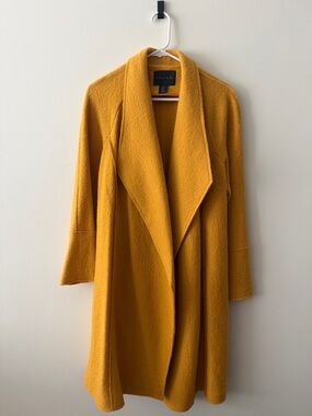 Tahari Golden Yellow Open-Front Draped Coat
